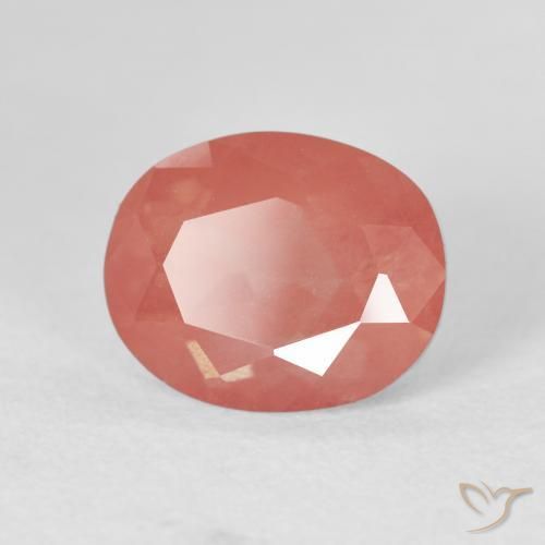 Labradorite andésine Orange rougeâtre naturelle ovale, 4.21 ct, Transparent