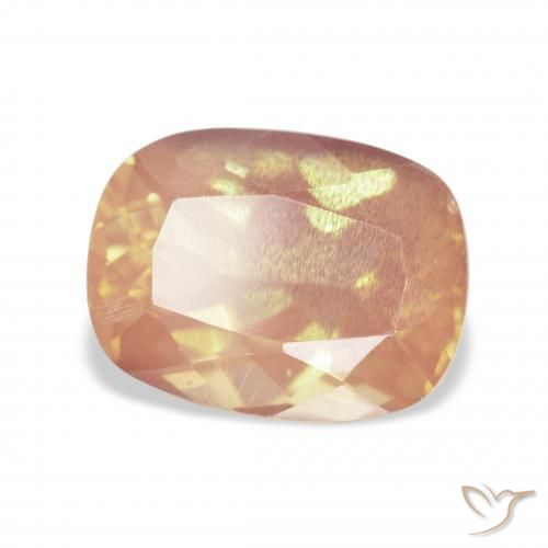 Labradorite andésine Orange clair naturelle Coussin, 3.81 ct, Transparent