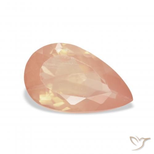 Labradorite andésine Orange rougeâtre naturelle En forme de poire, 3.18 ct, Transparent