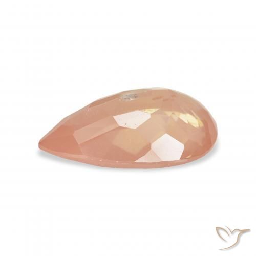 Labradorite andésine Orange rougeâtre naturelle En forme de poire, 3.18 ct, Transparent