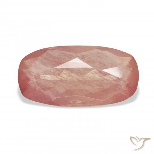 5.40ct Naturel Orange rougeâtre pâle Labradorite andésine, Coussin, Transparent