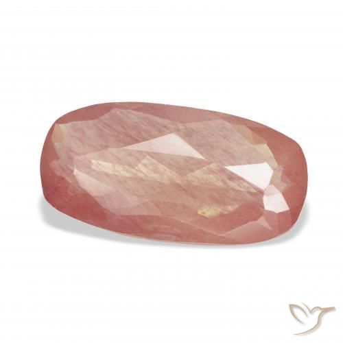 Labradorite andésine Orange rougeâtre pâle naturelle Coussin, 5.40 ct, Transparent