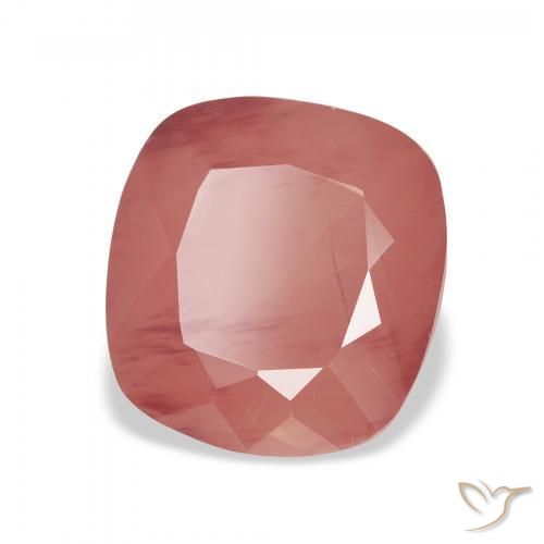 Labradorite andésine Ton rose rougeâtre naturelle Coussin, 3.59 ct, Translucide