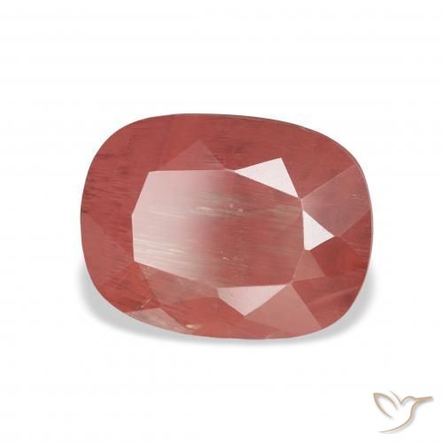 Labradorite andésine Rouge moyen naturelle Coussin, 3.43 ct, Translucide