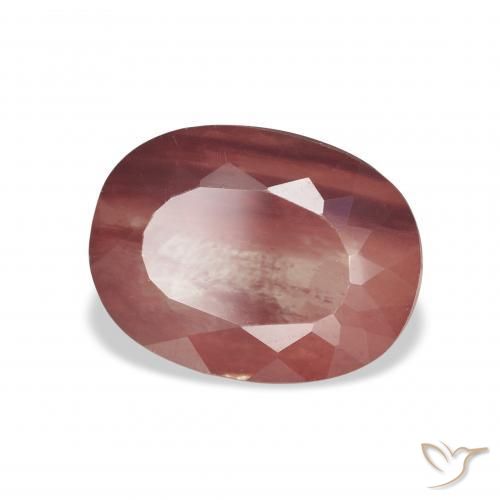 Labradorite andésine Rouge foncé naturelle ovale, 3.38 ct, Transparent