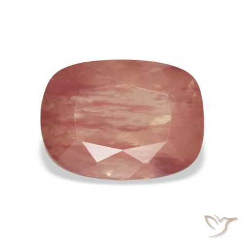 3.85ct Naturel Orange rougeâtre pâle Labradorite andésine, Coussin, Transparent