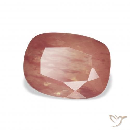Labradorite andésine Orange rougeâtre pâle naturelle Coussin, 3.85 ct, Transparent
