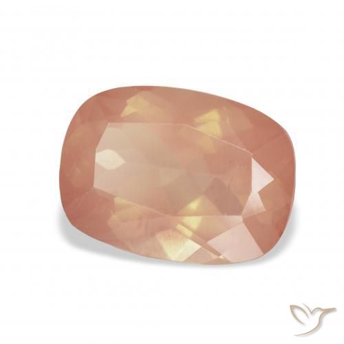 Labradorite andésine Orange rougeâtre naturelle Coussin, 3.58 ct, Transparent