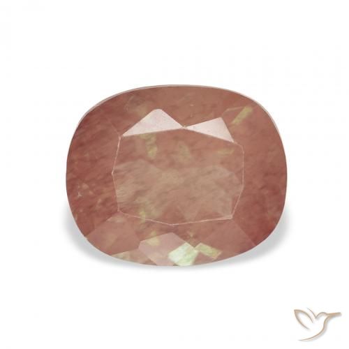 Labradorite andésine Rouge-orange naturelle Coussin, 2.25 ct, Transparent