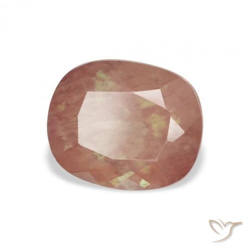 Labradorite andésine Rouge-orange naturelle Coussin, 2.25 ct, Transparent