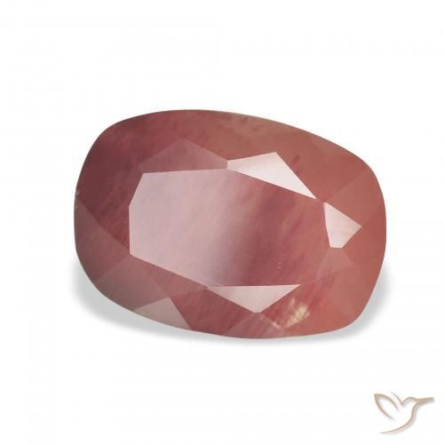 Labradorite andésine Rouge moyen naturelle Coussin, 3.02 ct, Translucide