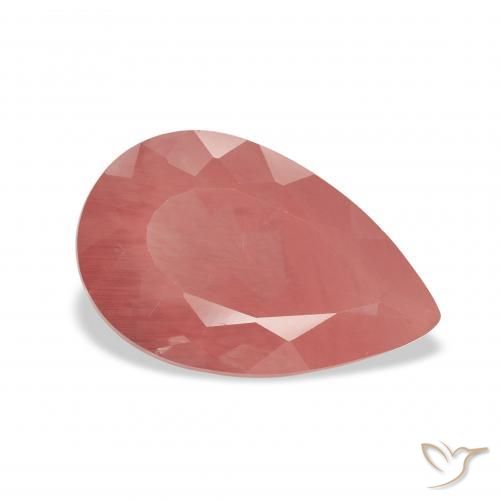 Labradorite andésine Rouge moyen naturelle En forme de poire, 2.68 ct, Translucide
