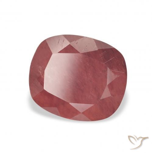 Labradorite andésine Rouge moyen naturelle Coussin, 1.65 ct, Translucide