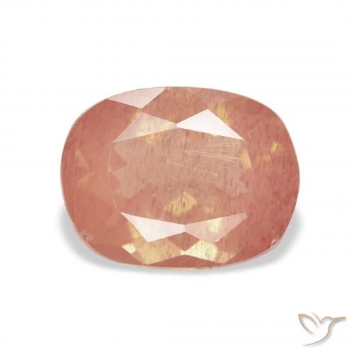 Labradorite andésine Rose moyen naturelle Coussin, 3.14 ct, Transparent