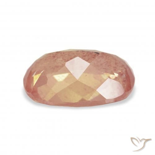 Labradorite andésine Rose orangé naturelle Coussin, 3.91 ct, Transparent
