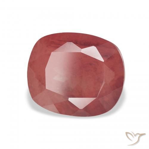 Labradorite andésine Rouge moyen naturelle Coussin, 3.40 ct, Translucide