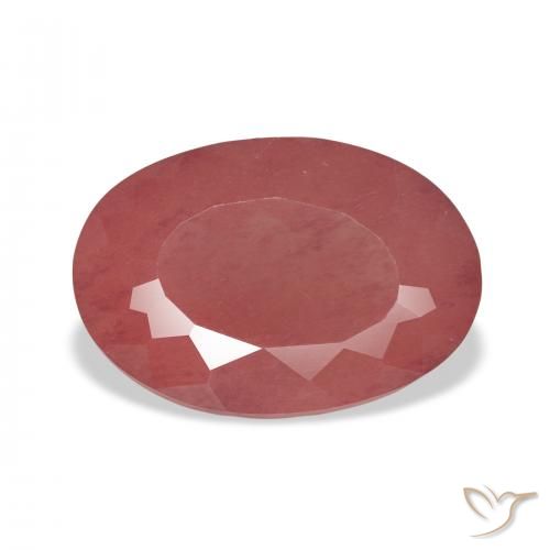 Labradorite andésine Rouge moyen naturelle ovale, 4.60 ct, Transparent