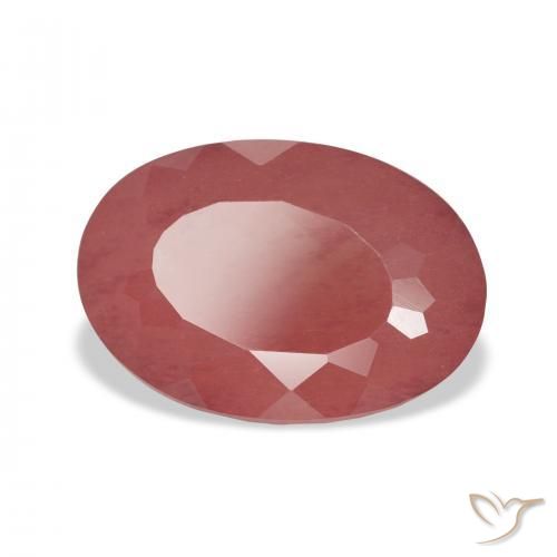 Labradorite andésine Rouge moyen naturelle ovale, 4.60 ct, Transparent