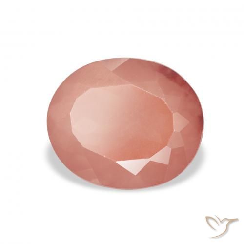 Labradorite andésine Orange rougeâtre pâle naturelle ovale, 2.31 ct, Transparent