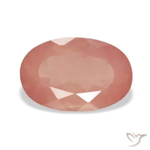 Labradorite andésine Orange rougeâtre pâle naturelle ovale, 3.27 ct, Transparent