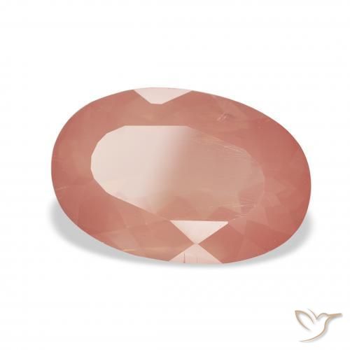 Labradorite andésine Orange rougeâtre pâle naturelle ovale, 3.27 ct, Transparent