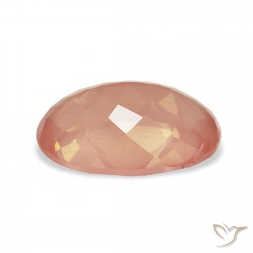 Labradorite andésine Orange rougeâtre pâle naturelle ovale, 3.27 ct, Transparent