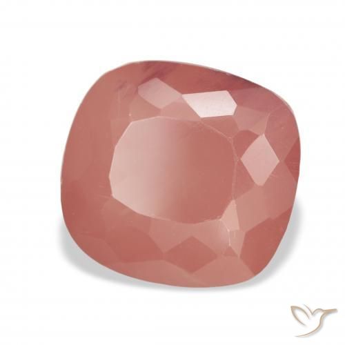 Labradorite andésine Orange rougeâtre pâle naturelle Coussin, 4.52 ct, Transparent