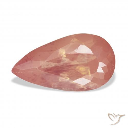 Labradorite andésine Rose moyen naturelle En forme de poire, 5.89 ct, Transparent
