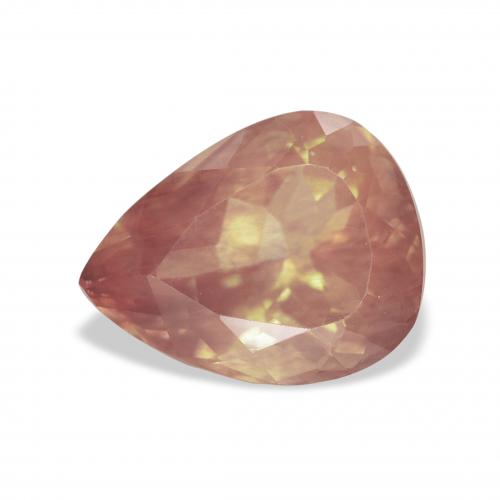 Labradorite andésine Rouge-orange naturelle En forme de poire, 3.41 ct, Transparent