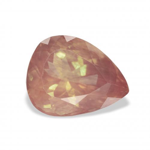 Labradorite andésine Rouge-orange naturelle En forme de poire, 3.41 ct, Transparent
