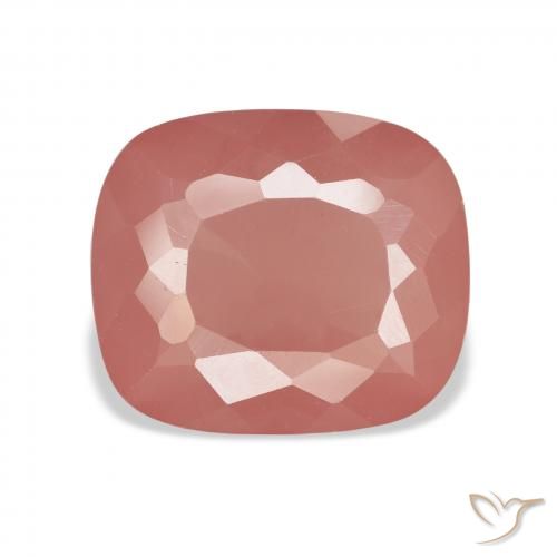 6.94ct Naturel Orange rougeâtre pâle Labradorite andésine, Coussin, Transparent