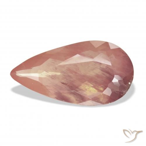 Labradorite andésine Rouge-orange naturelle En forme de poire, 7.87 ct, Transparent