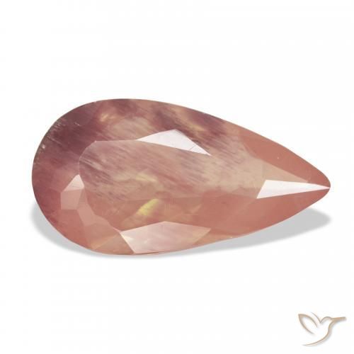 Labradorite andésine Rouge-orange naturelle En forme de poire, 7.87 ct, Transparent