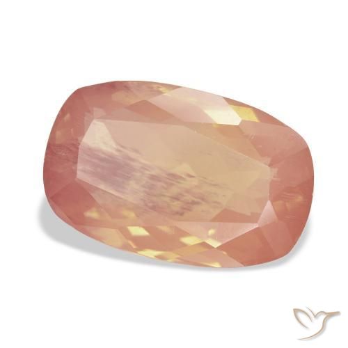 Labradorite andésine Orange rougeâtre naturelle Coussin, 9.10 ct, Transparent