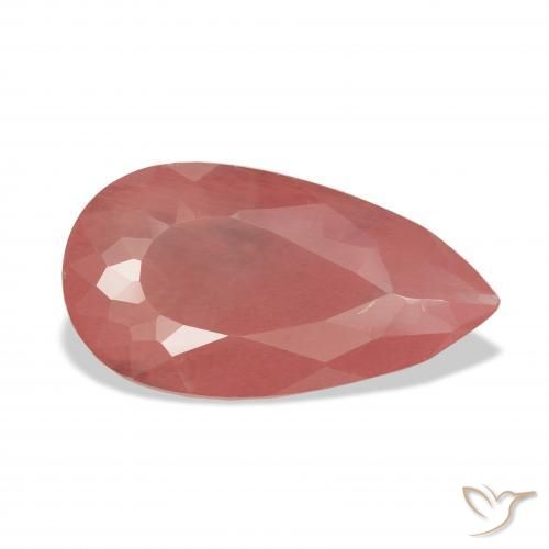 Labradorite andésine Rouge moyen naturelle En forme de poire, 7.29 ct, Transparent
