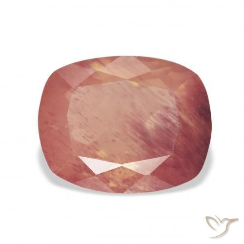 5.94ct Naturel Rose orangé Labradorite andésine, Coussin, Transparent