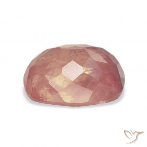 Labradorite andésine Rose orangé naturelle Coussin, 5.94 ct, Transparent