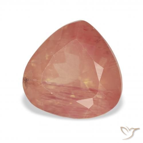 Labradorite andésine Rouge moyen naturelle En forme de poire, 3.16 ct, Transparent
