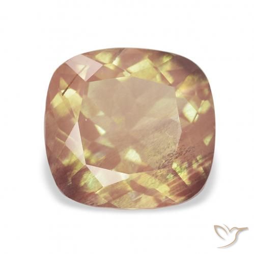 2.15ct Naturel Orange-doré Labradorite andésine, Coussin, Transparent