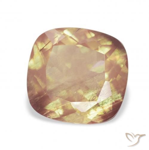 Labradorite andésine Orange-doré naturelle Coussin, 2.15 ct, Transparent