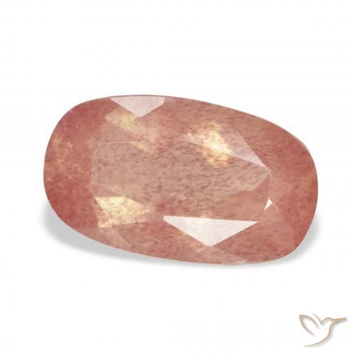 Labradorite andésine Orange rougeâtre naturelle Coussin, 3.02 ct, Transparent