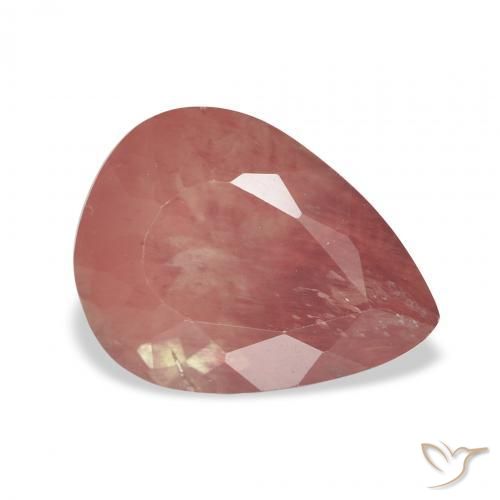 Labradorite andésine Rouge moyen naturelle En forme de poire, 2.80 ct, Transparent