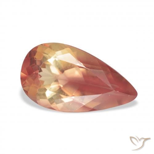 Labradorite andésine Orange rouge foncé naturelle En forme de poire, 3.31 ct, Transparent