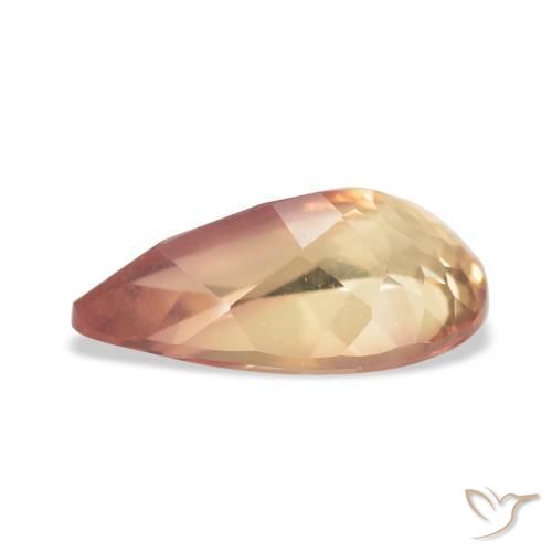 Labradorite andésine Orange rouge foncé naturelle En forme de poire, 3.31 ct, Transparent
