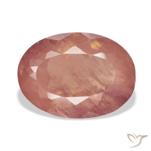 9.50ct Naturel Orange rougeâtre pâle Labradorite andésine, ovale, Transparent