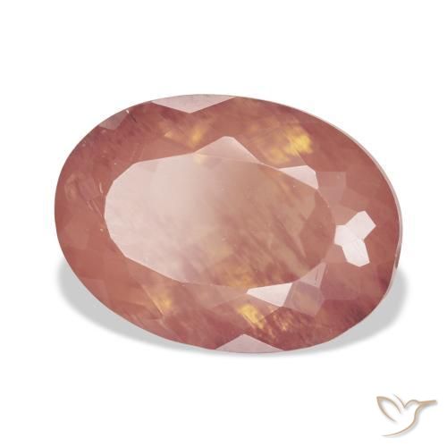 Labradorite andésine Orange rougeâtre pâle naturelle ovale, 9.50 ct, Transparent