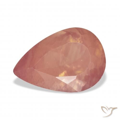 5.35ct Naturel Orange rougeâtre pâle Labradorite andésine, En forme de poire, Transparent