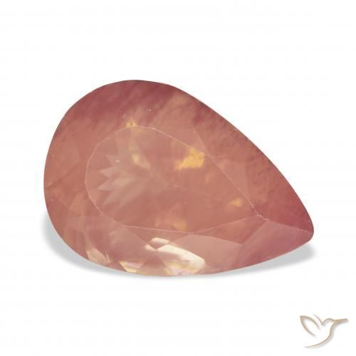 Labradorite andésine Orange rougeâtre pâle naturelle En forme de poire, 5.35 ct, Transparent