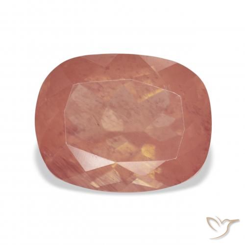 6.47ct Naturel Orange rougeâtre pâle Labradorite andésine, Coussin, Transparent