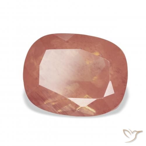 Labradorite andésine Orange rougeâtre pâle naturelle Coussin, 6.47 ct, Transparent